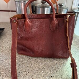 New Portland Leather Brown Crossbody Bag with Structured Design